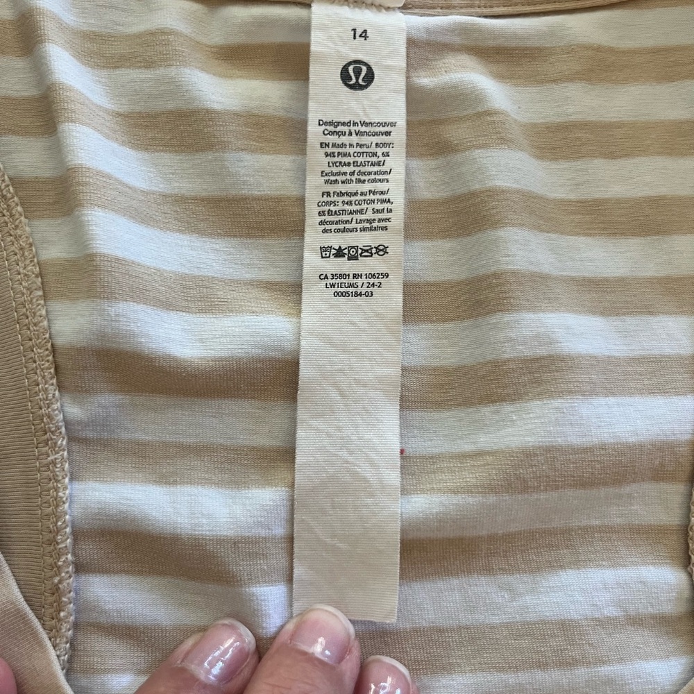 lululemon athletica Striped Tank Top in Cream and White - Picture 2 of 4